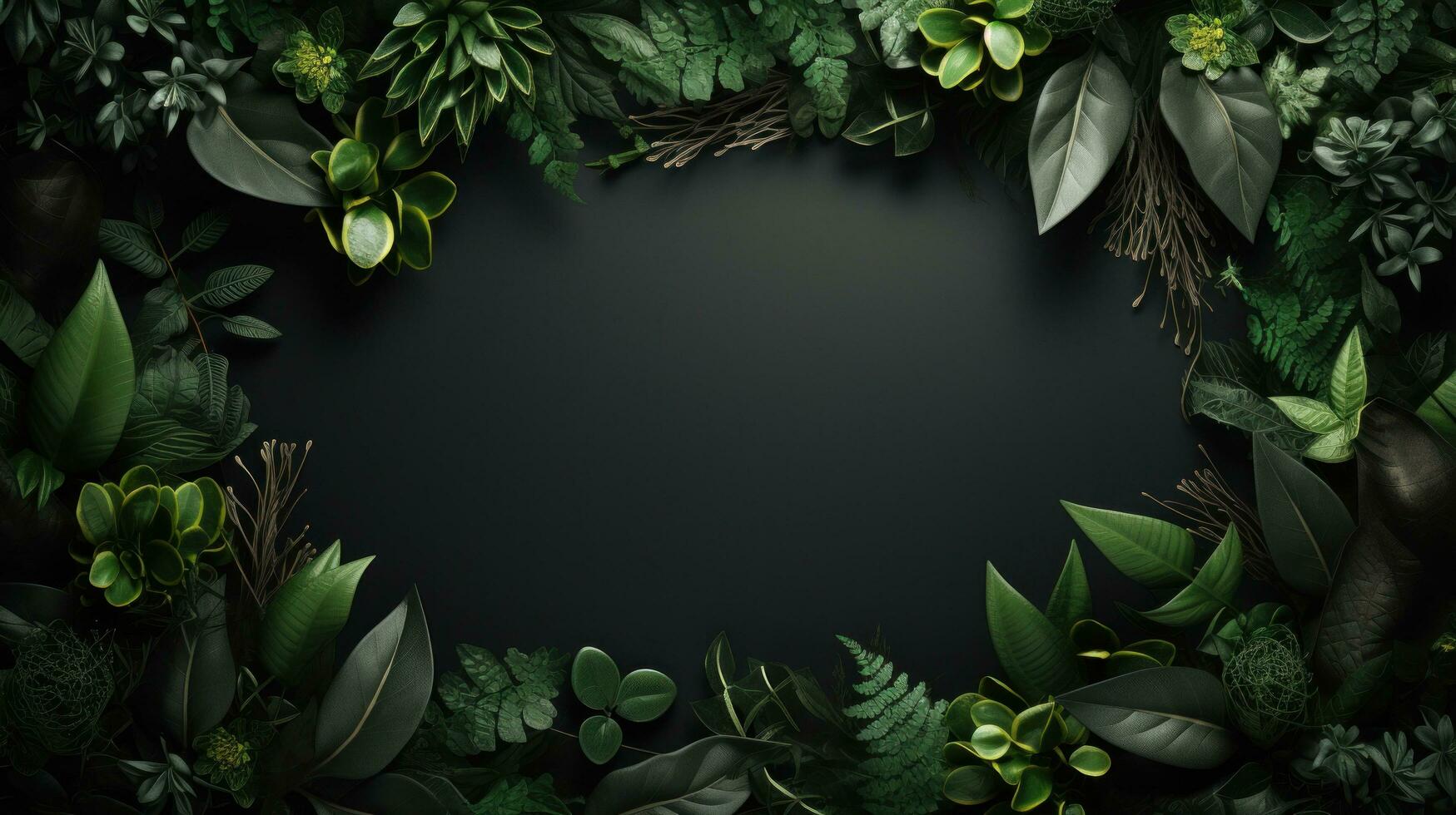 AI generated the frame contains green leaves on it photo