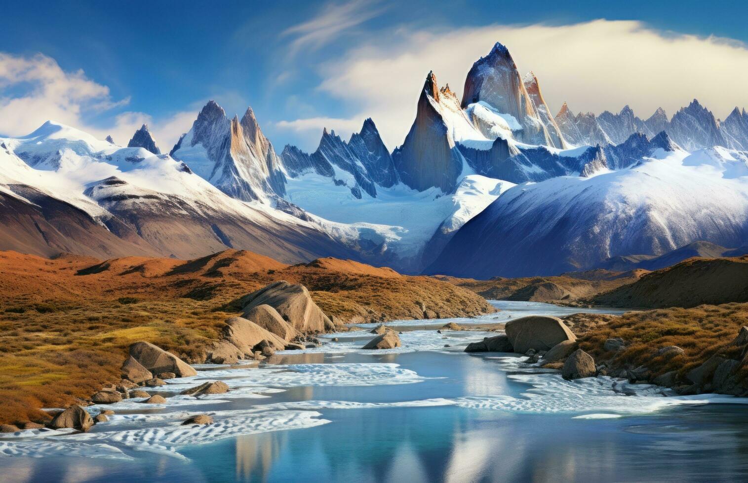 AI generated the snowy peaks of argentina, chile, u.s. map photo