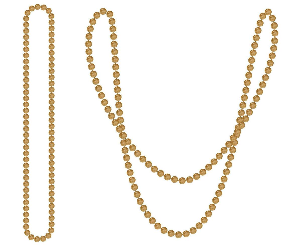 Hand drawn watercolor Mardi Gras carnival symbols. String of beads necklace jewelry throws in traditional color. Single object isolated on white background. Design for party invitation, print, shop vector