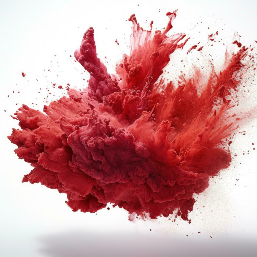 AI generated Red Holi, Holli, Holly. bright splash isolated photo