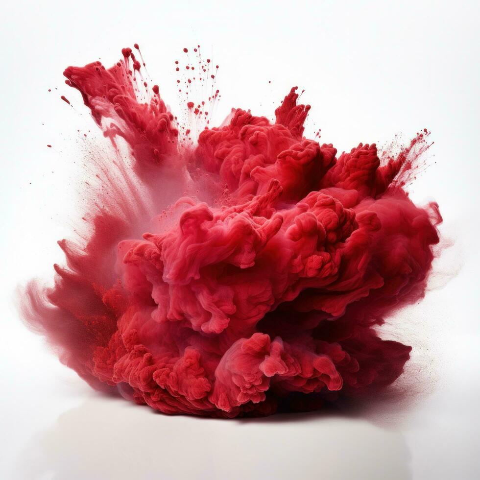 AI generated Red Holi, Holli, Holly. bright splash isolated photo
