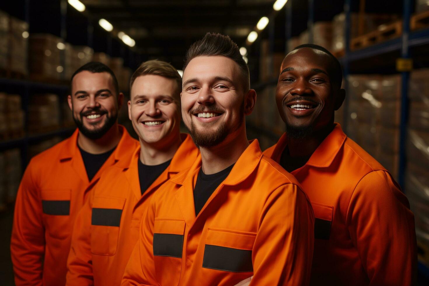 AI generated a group of warehouse workers are laughing photo