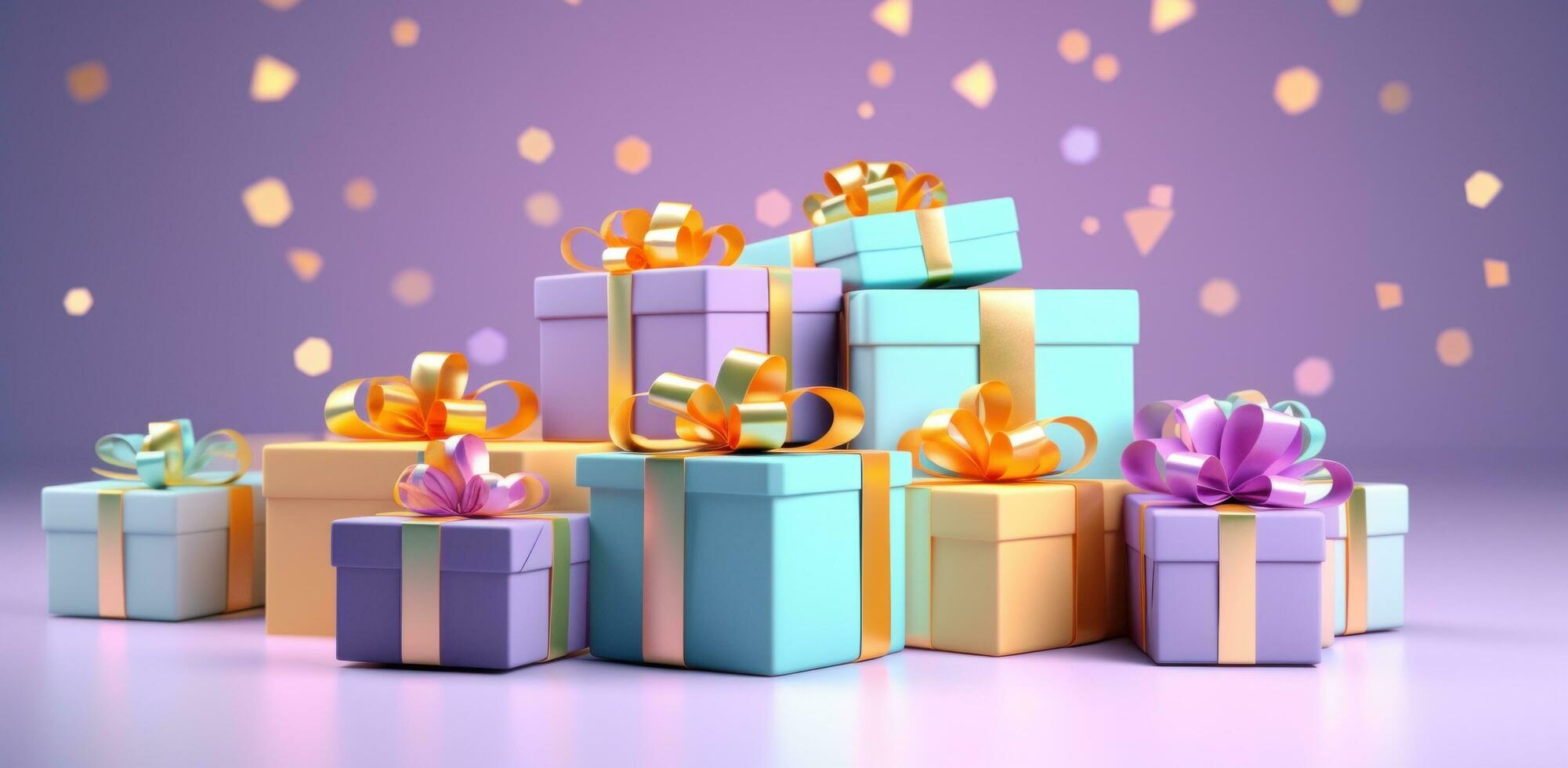 AI generated a bunch of brightly colored gift boxes photo