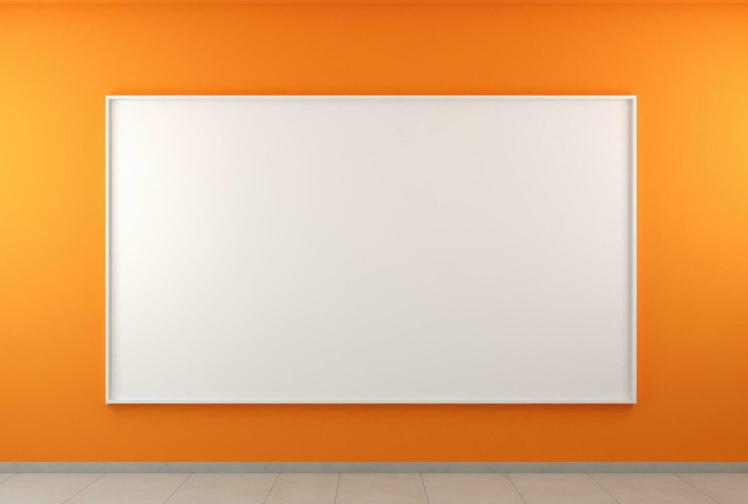 AI generated a white empty frame in orange color photo