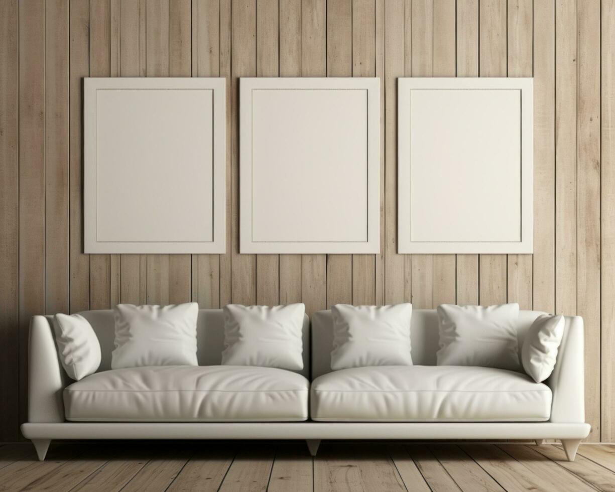 AI generated a white sofa is in the room photo