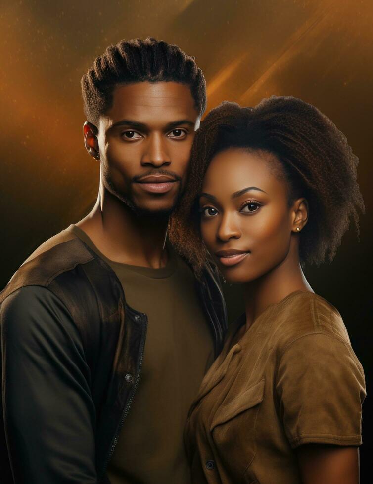 AI generated a young black couple posing for a picture photo