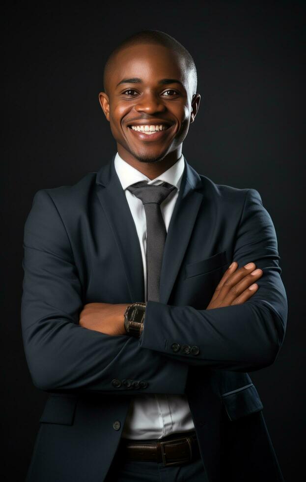 AI generated a smiling business executive in a suit photo