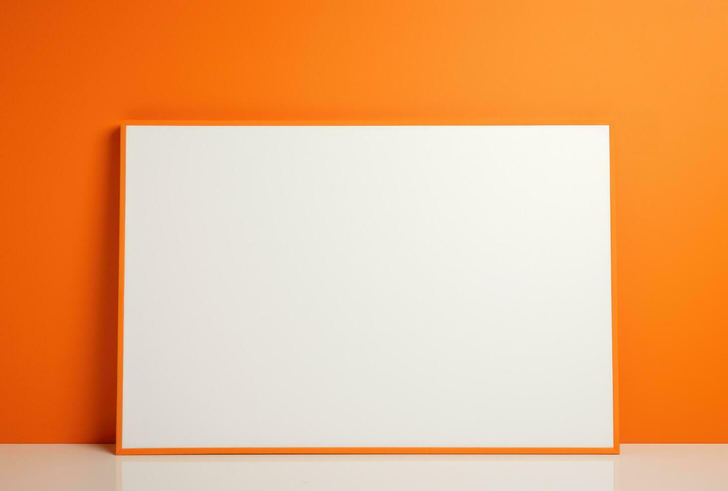 AI generated a white empty frame in orange color photo