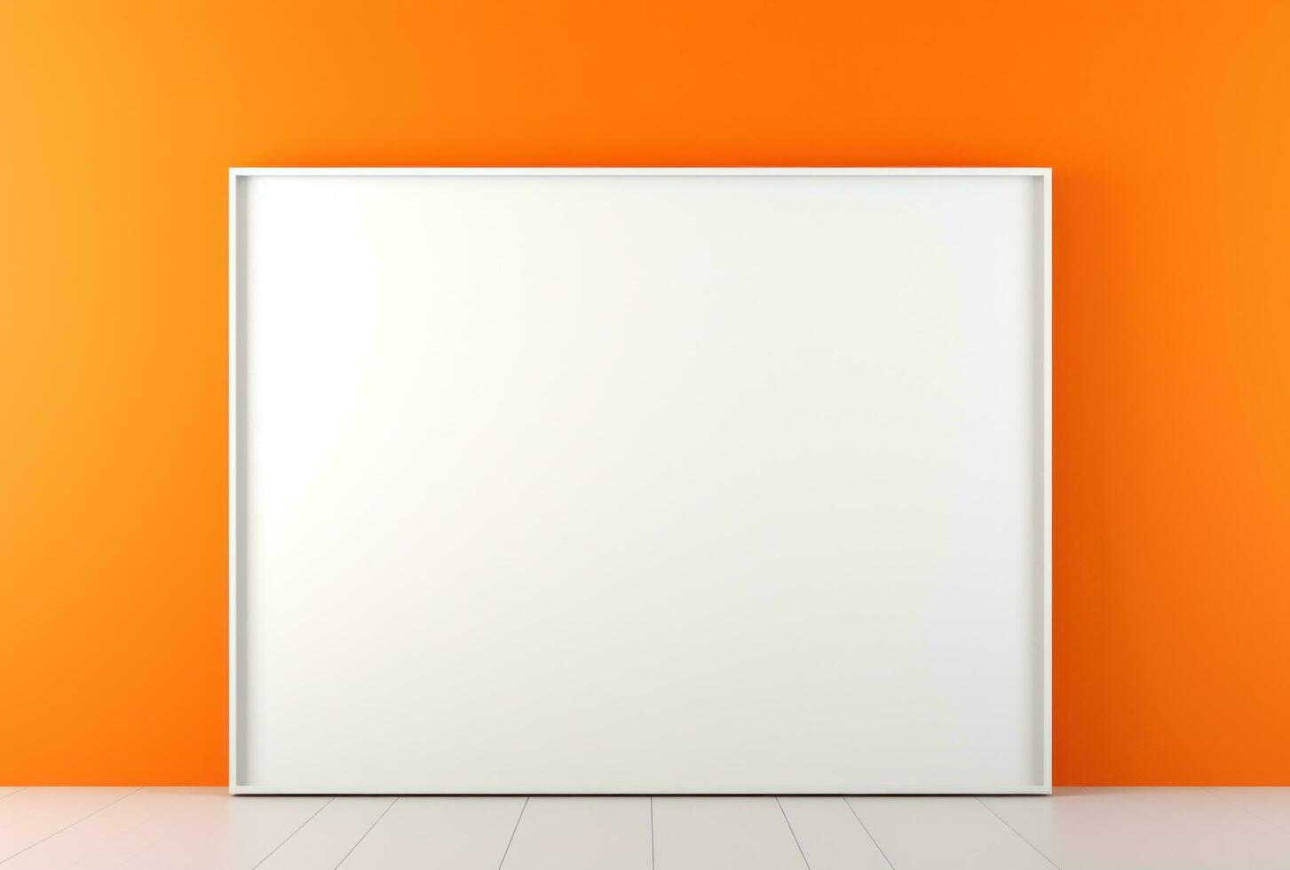 AI generated a white empty frame in orange color photo