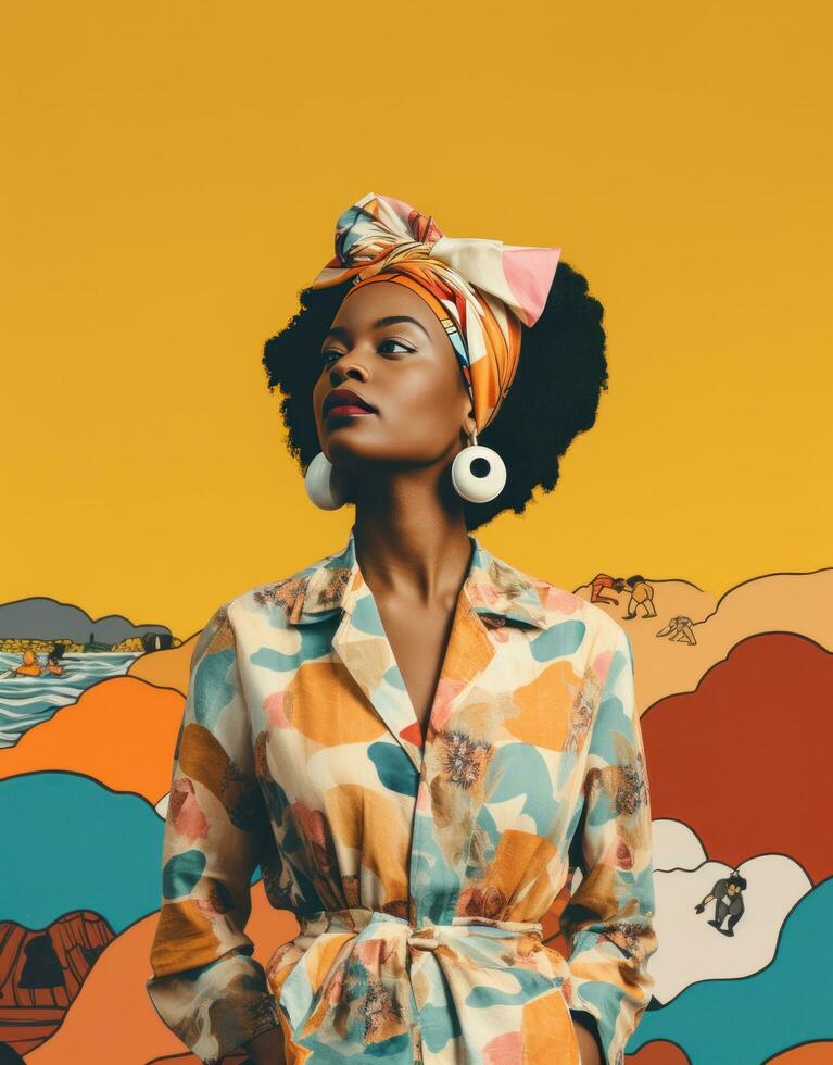 AI generated an african dancer with a drum in front of a wall photo