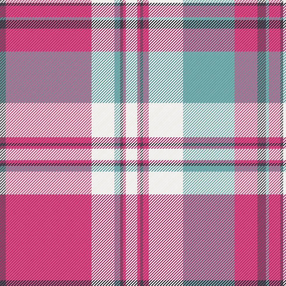 French pattern fabric vector, bandana texture check textile. Stitched background seamless tartan plaid in pink and white colors. vector