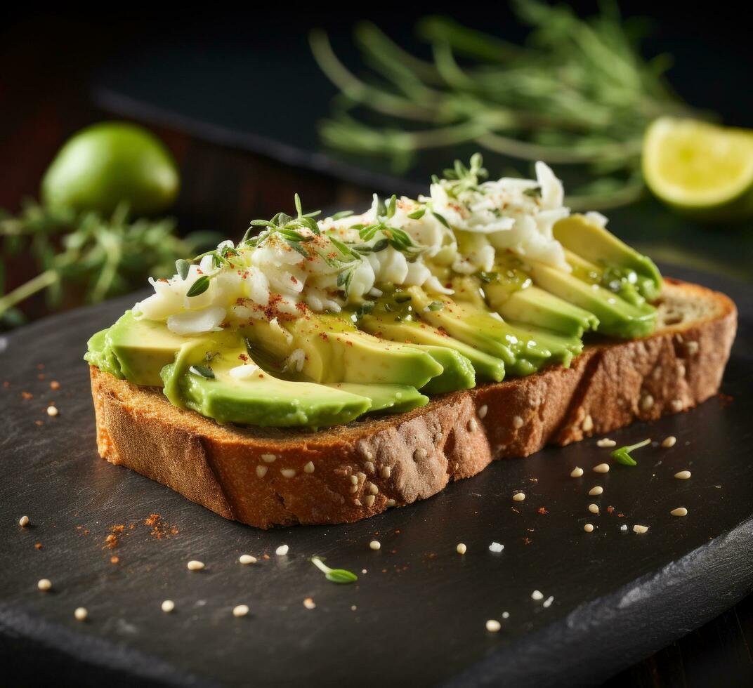 AI generated avocado in a toasted loaf photo