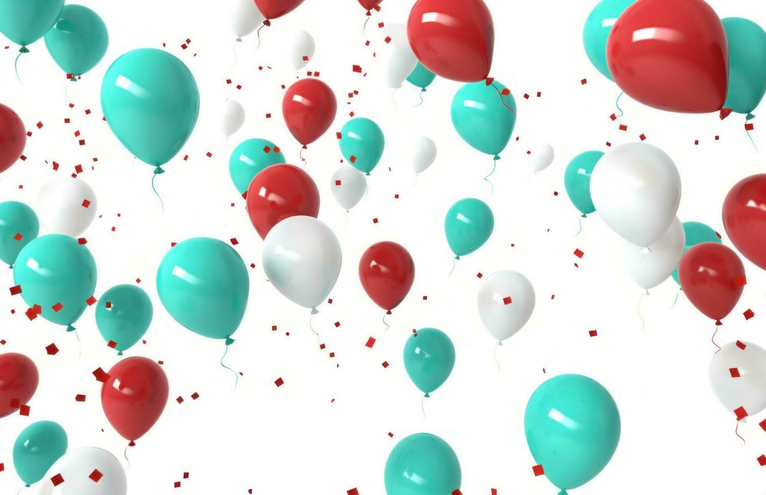 AI generated colorful balloons all over white background photo