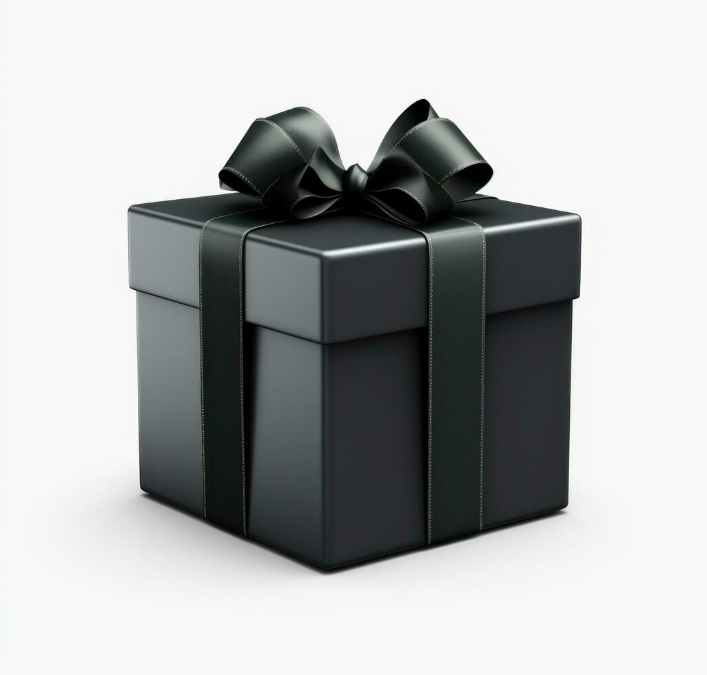 AI generated christmas gift black gift box photo