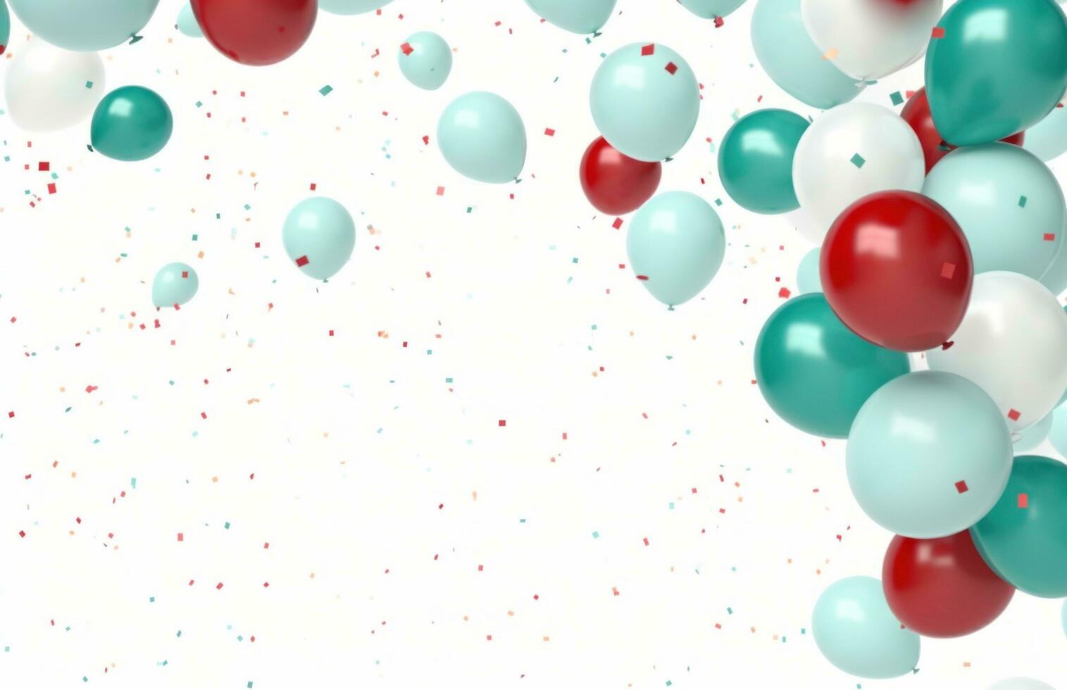 AI generated colorful balloons all over white background photo