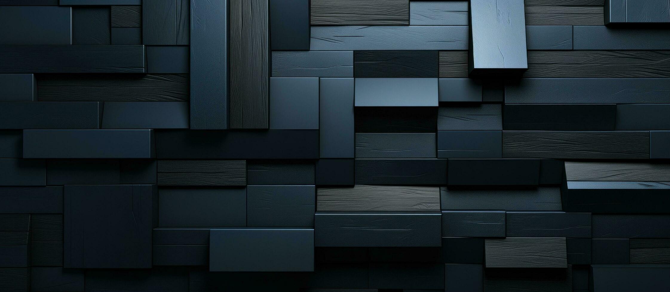 AI generated geometric shapes and flat black colored building material photo