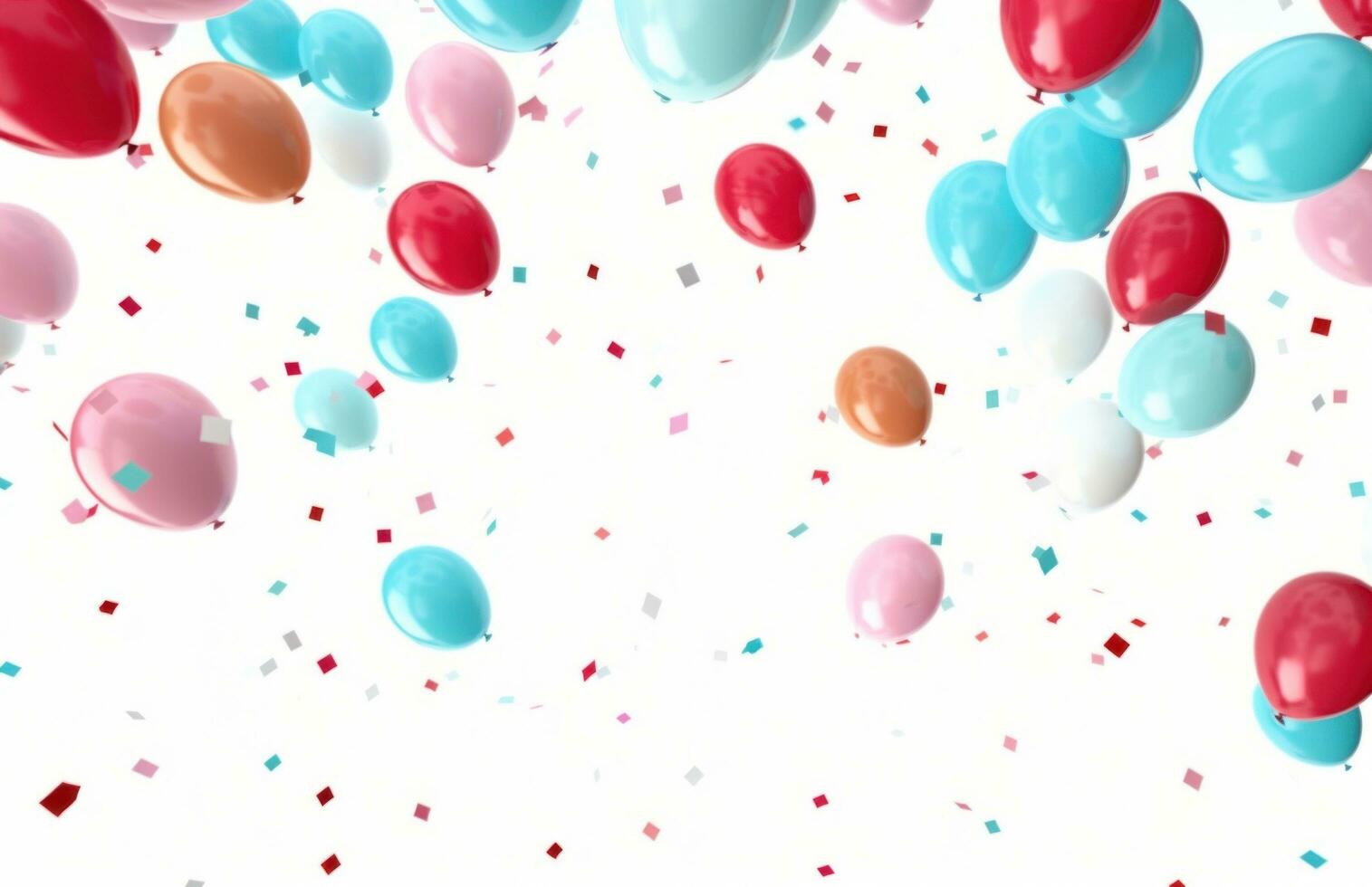 AI generated colorful balloons all over white background photo