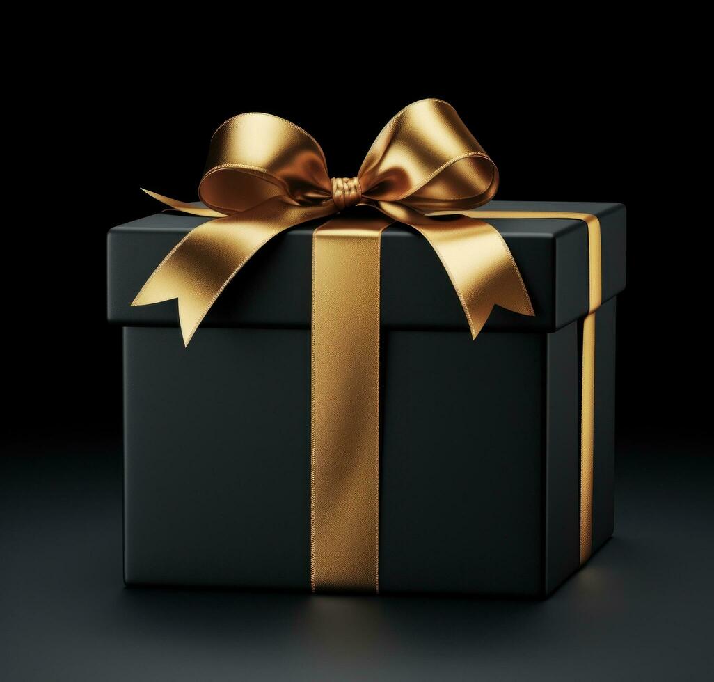 AI generated christmas gift black gift box photo