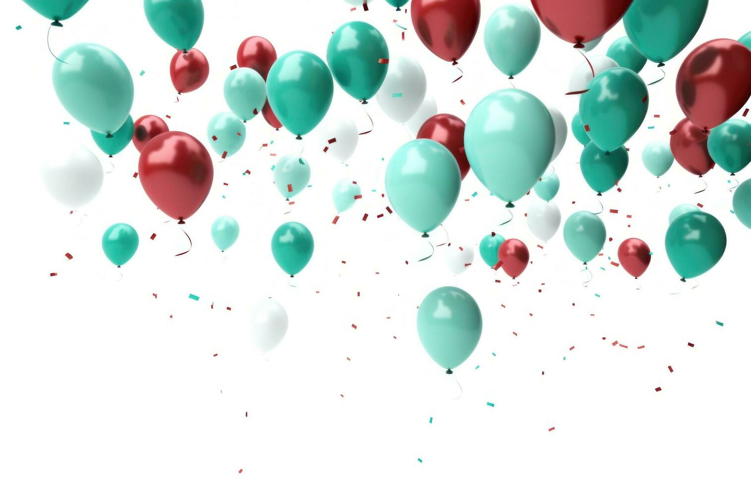 AI generated colorful balloons all over white background photo