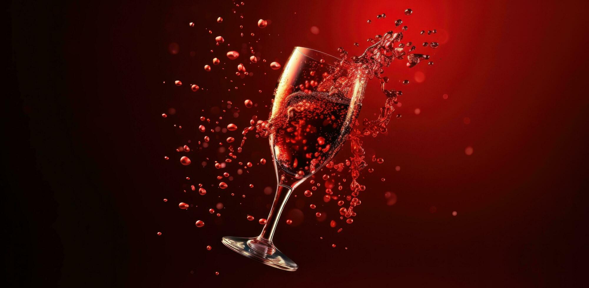 AI generated champagne glass in a red background photo