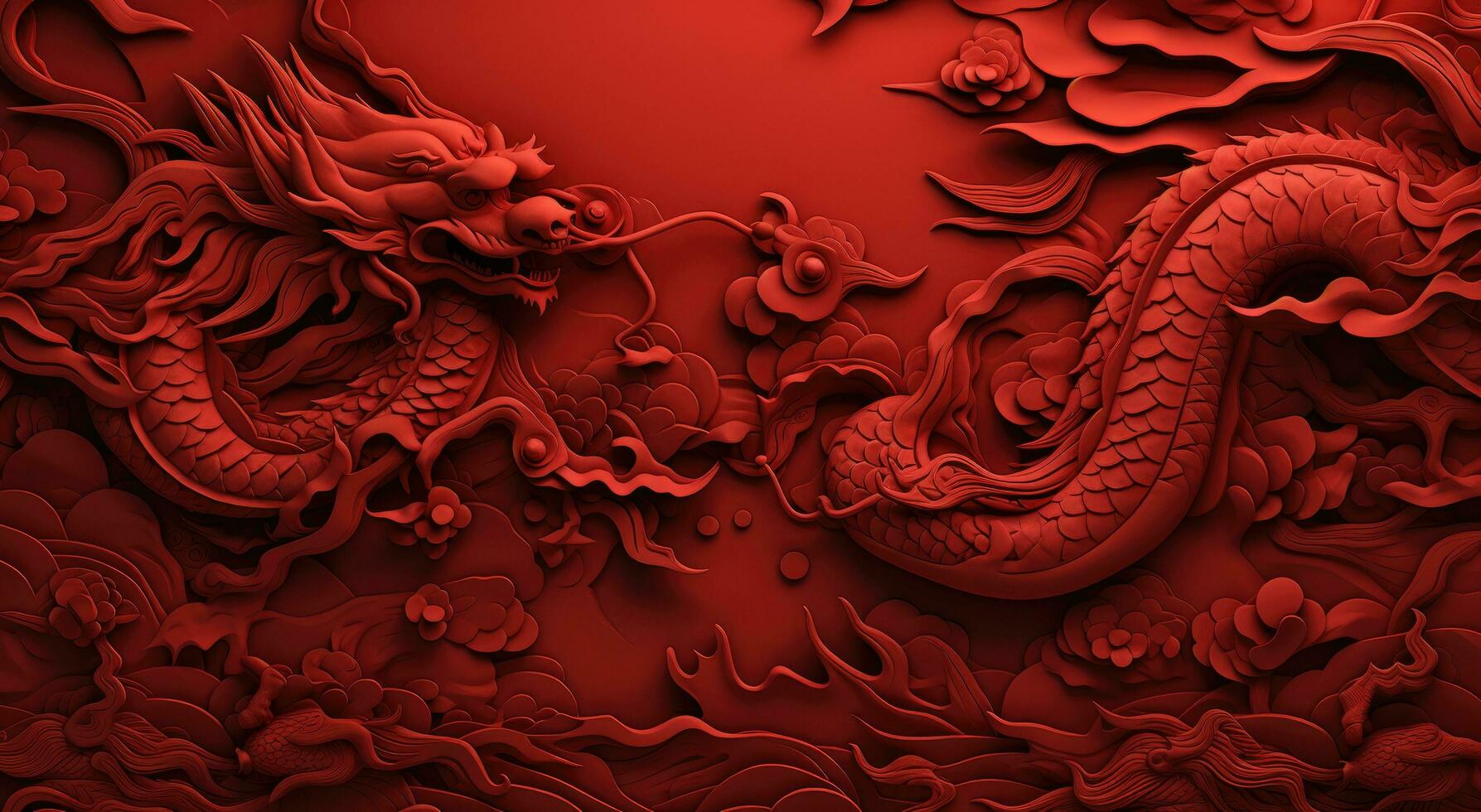 AI generated red wall paper with chinesestyle red dragon wallpaper photo