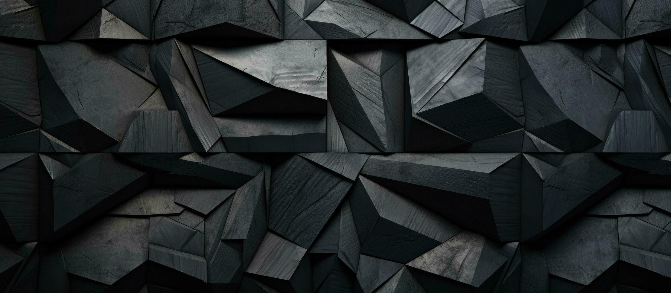 AI generated geometric shapes and flat black colored building material photo
