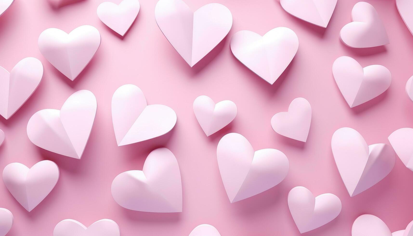 AI generated pink paper heart background in a modern render photo