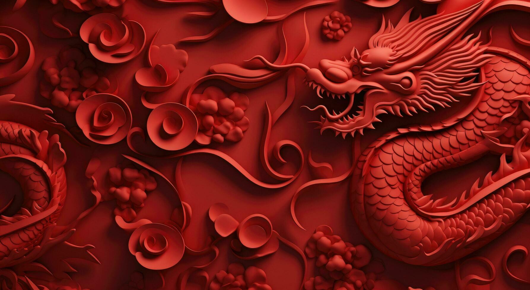 AI generated red wall paper with chinesestyle red dragon wallpaper photo