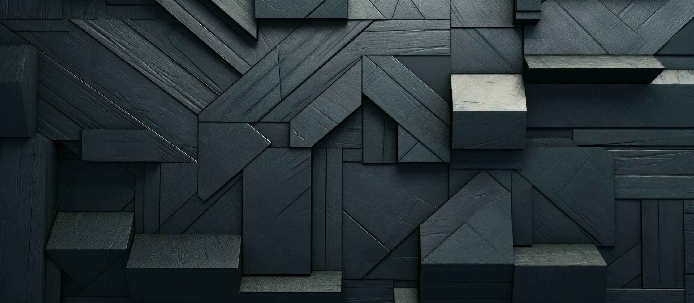 AI generated geometric shapes and flat black colored building material photo
