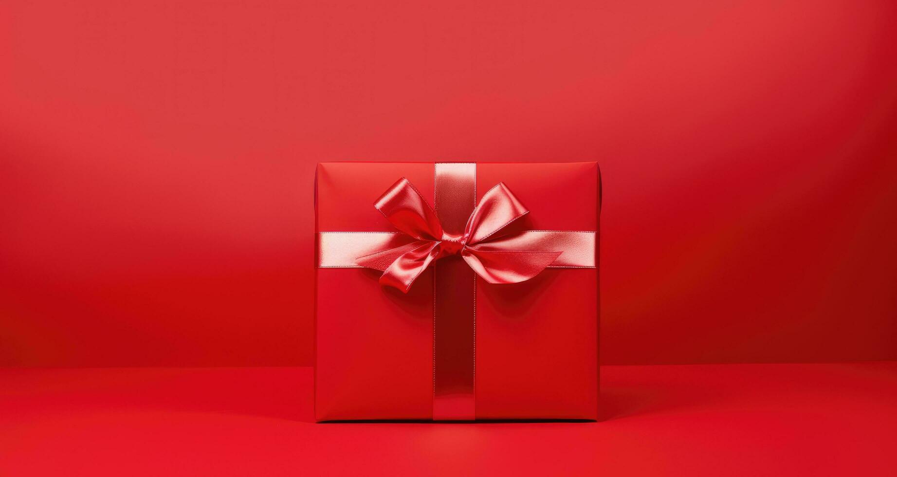 AI generated the red gift box on a red background photo