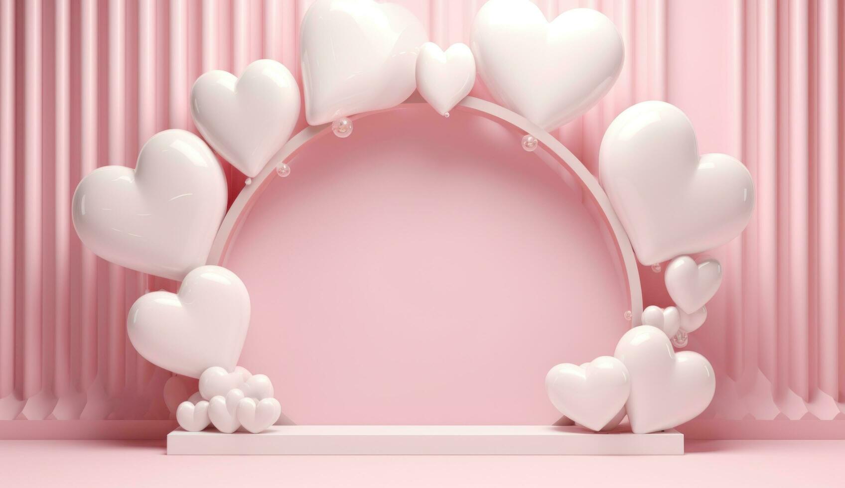 AI generated pink background with heart shape on it and gifts photo