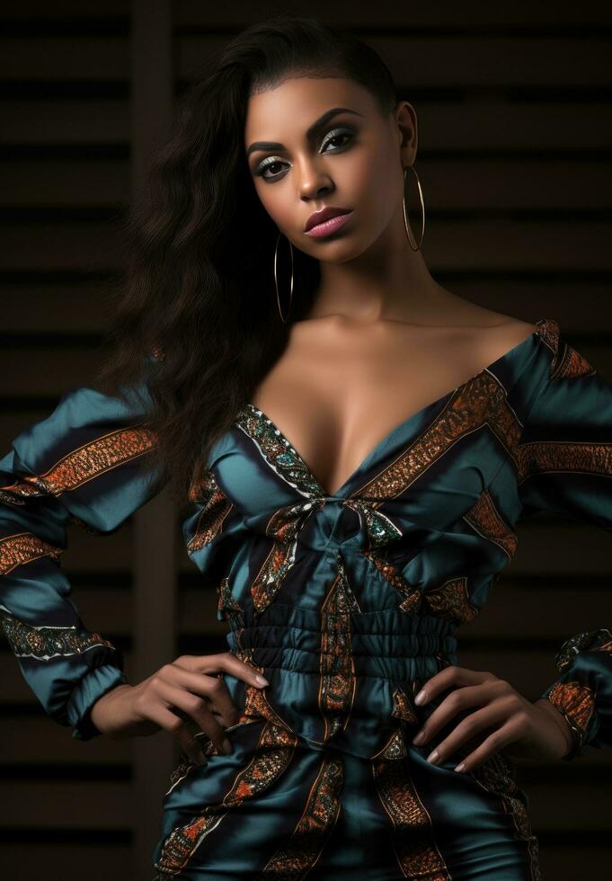 AI generated tiger stripes romper african print photo