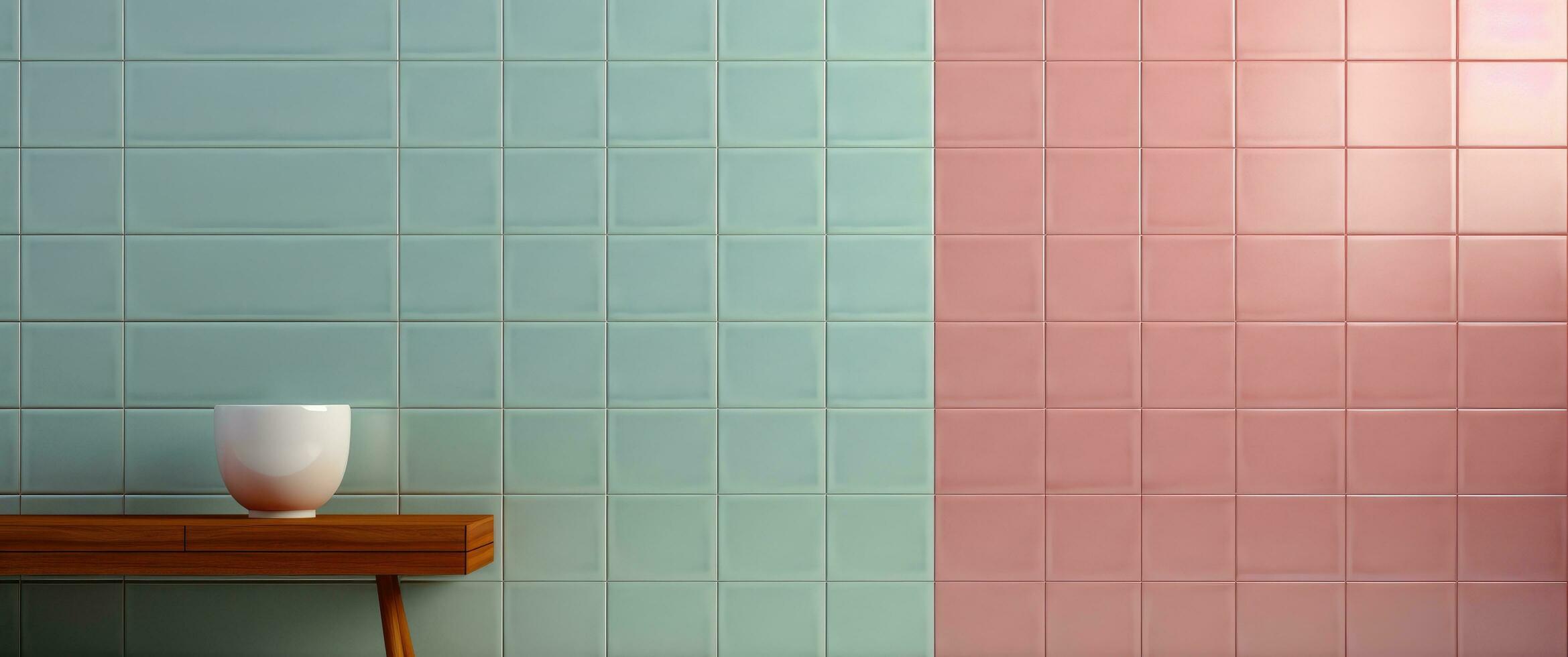 AI generated two different colors of tile against the wall photo