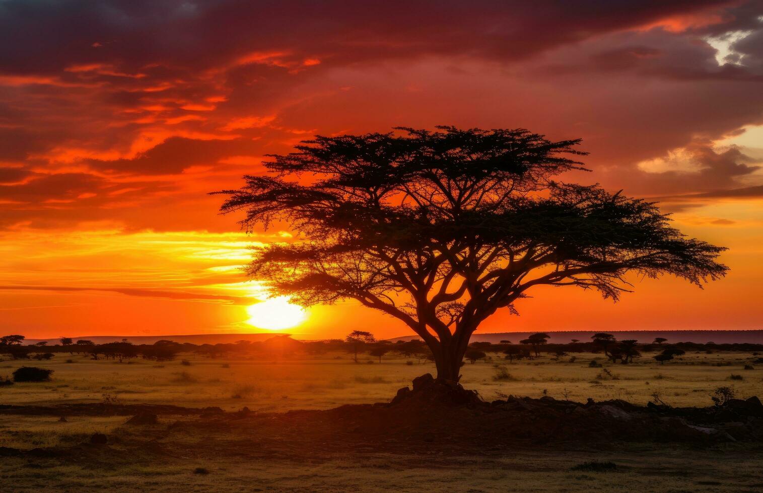 AI generated the sunrise, sunset in kenya photo