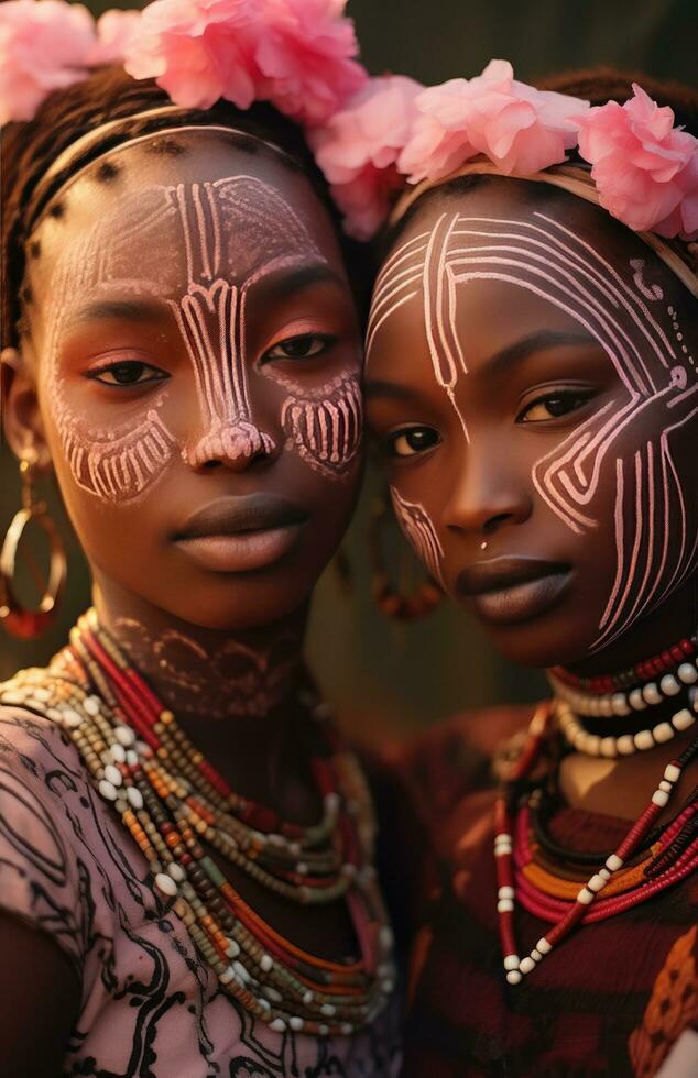 AI generated two women in africa photo