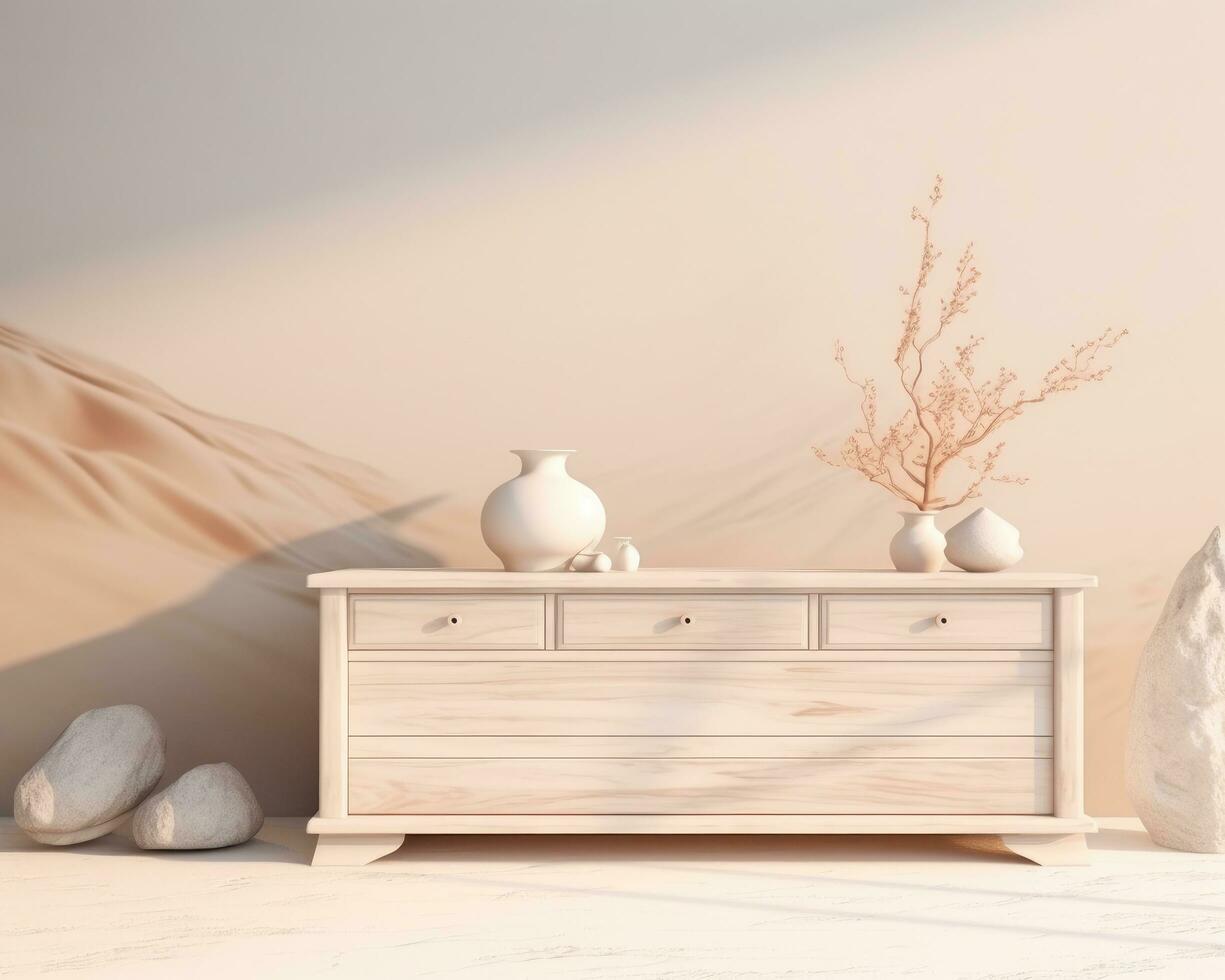 AI generated white wooden furniture photo