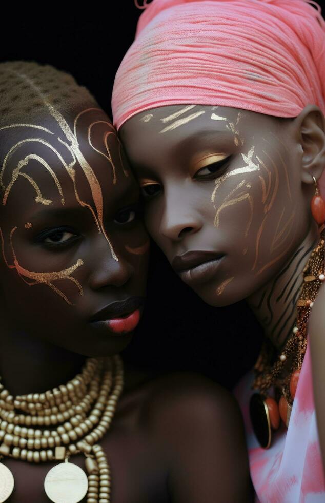 AI generated two women in africa photo