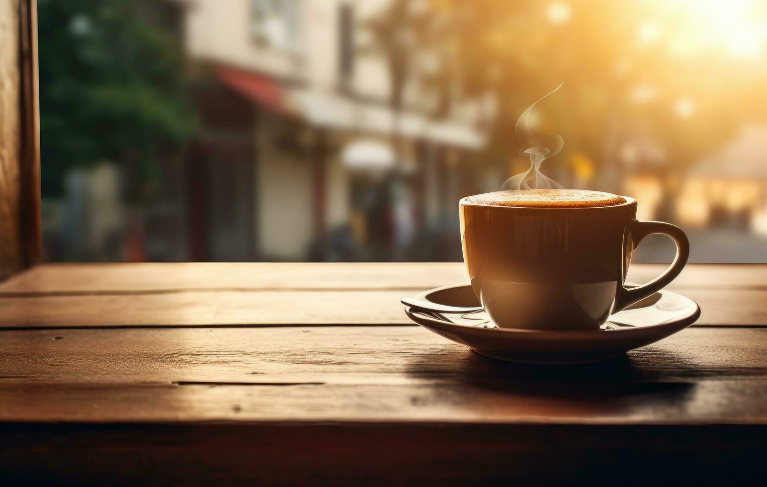 AI generated a cup of coffee next to cookies in front of a wood burner photo