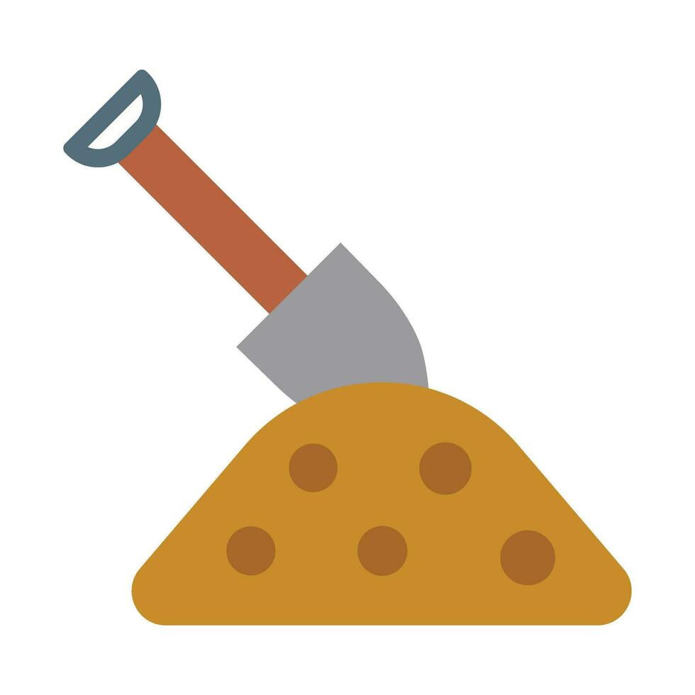 Shovel In Soil Vector Flat Icon For Personal And Commercial Use.