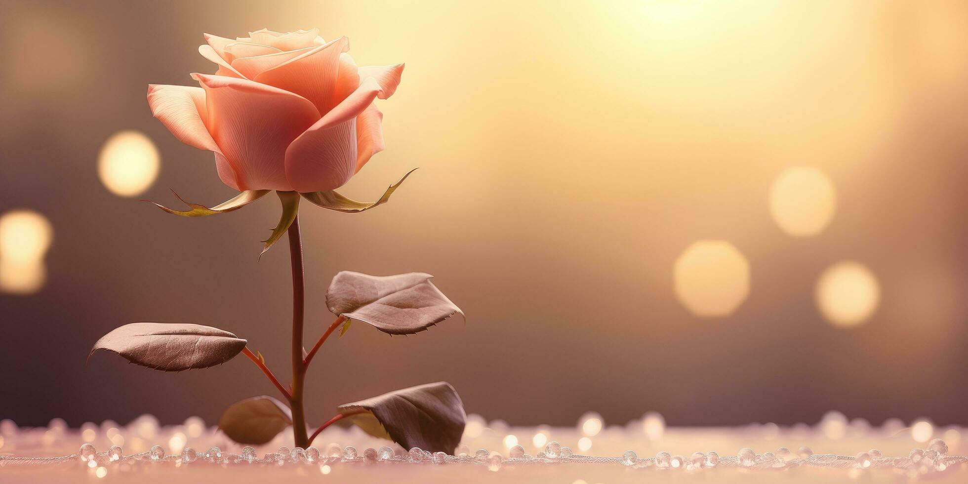 ai generado un Rosa flor con bokeh en el antecedentes a representar el esencia de romance foto