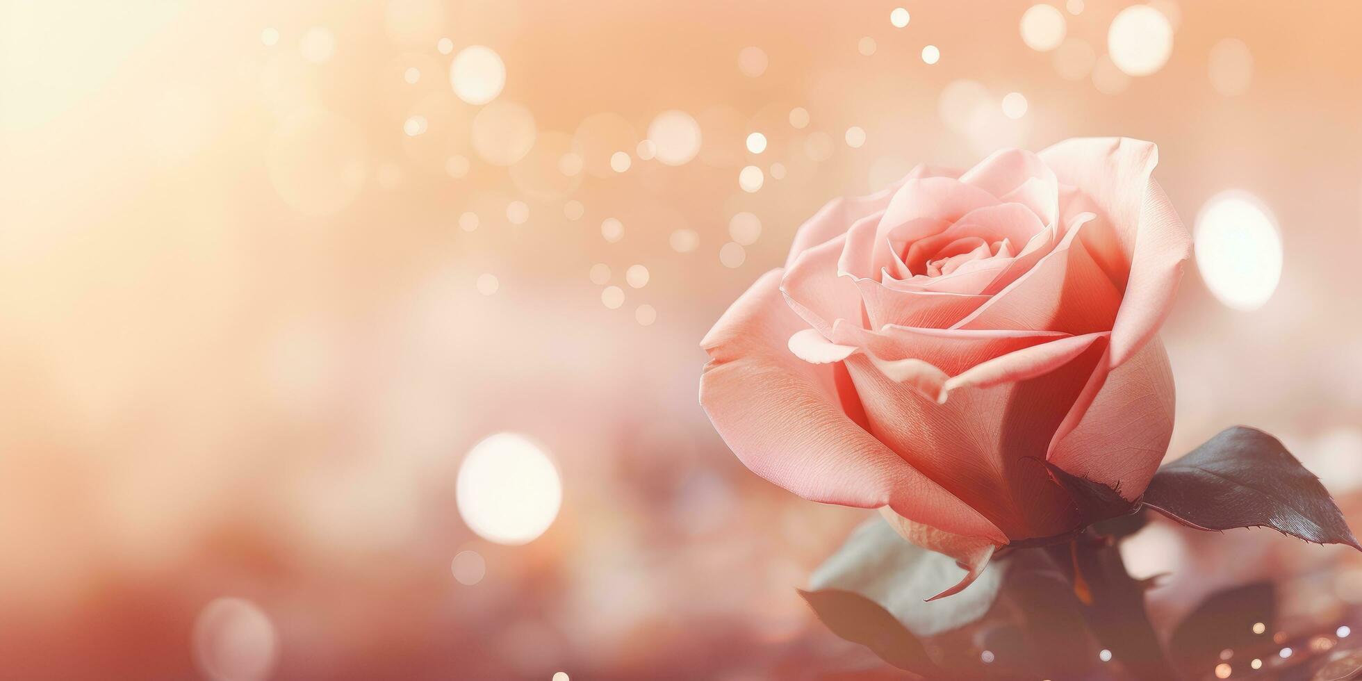 AI generated a rose flower with bokeh in the background to represent the essence of romance photo