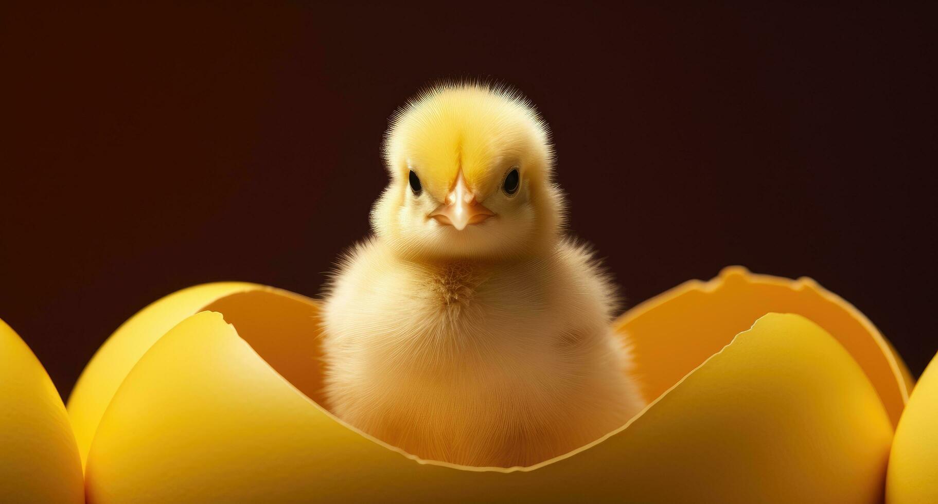 AI generated a small chick looking out of an egg chick photo