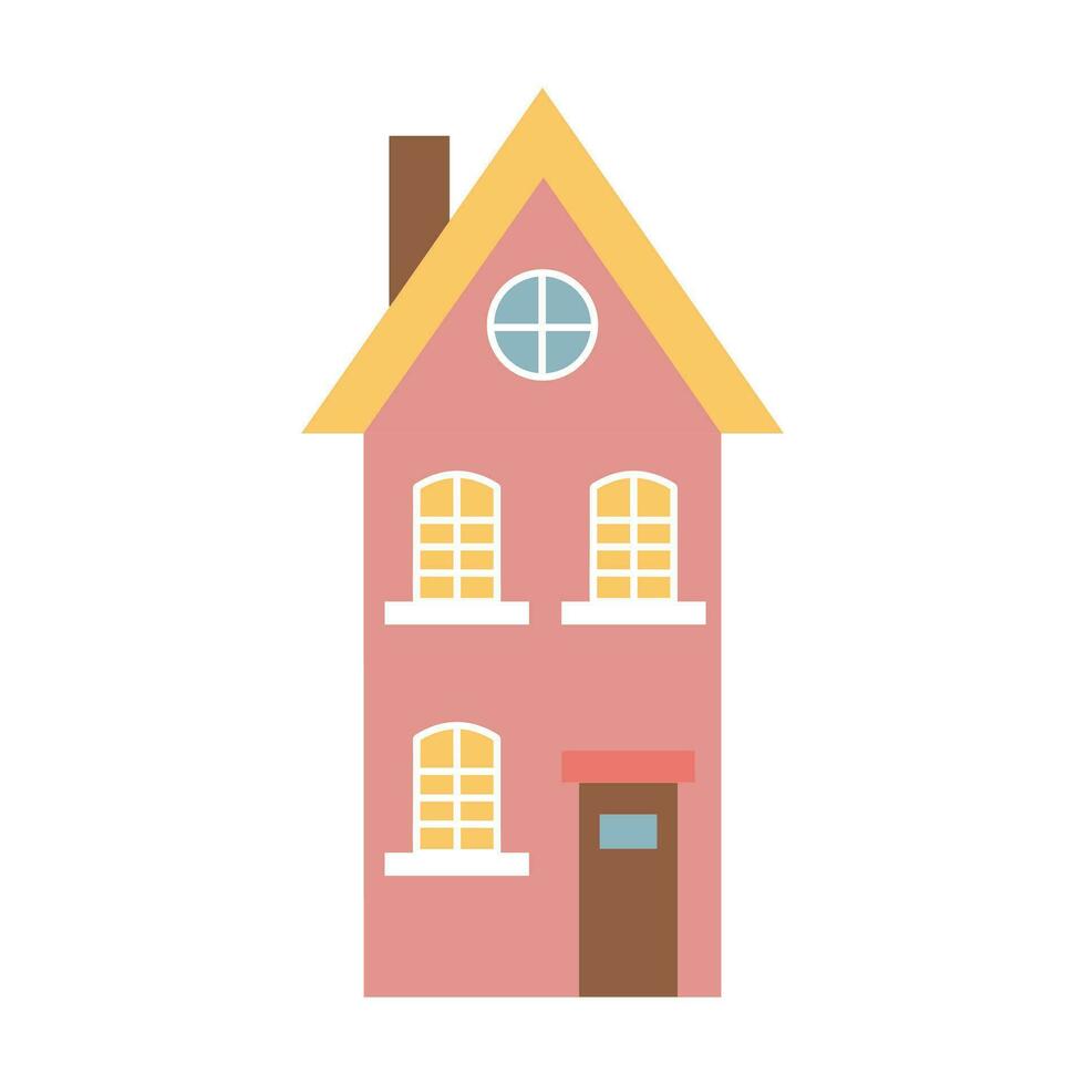 linda pastel escandinavo casa. holandés canal hogar. tradicional arquitectura de Países Bajos, Bélgica y Amsterdam. mano dibujado vector ilustración aislado en blanco antecedentes.