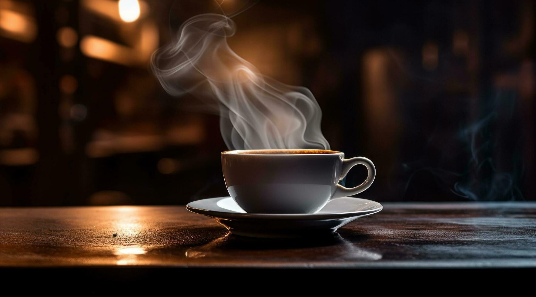 ai generado un imagen de el vapor desde el café taza foto