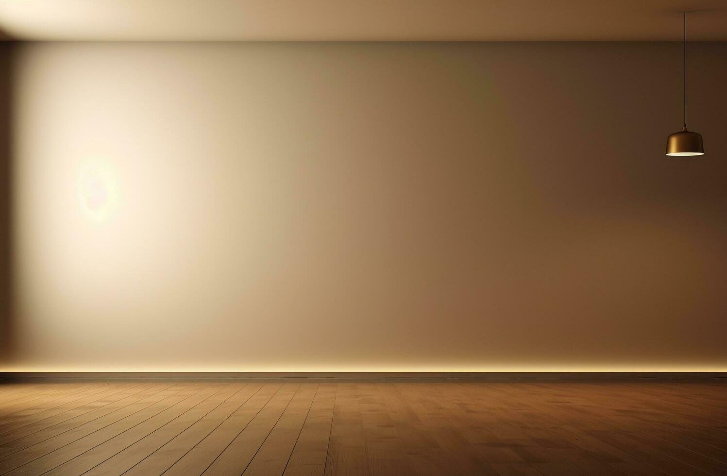 AI generated an empty room with a very bright lamp photo