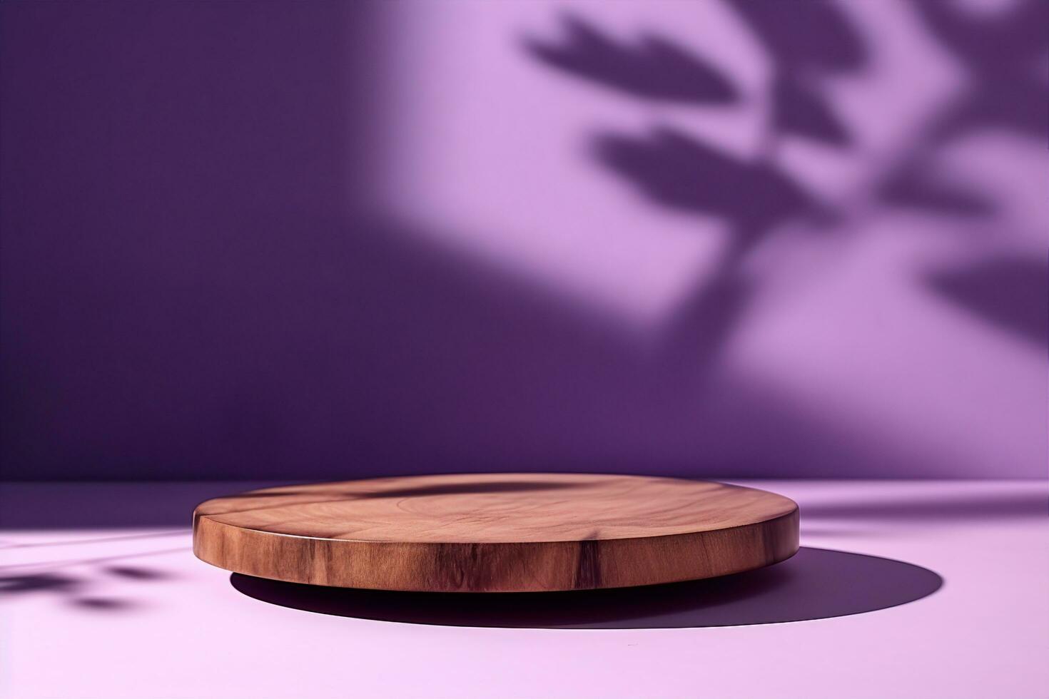 AI generated Abstract minimalistic scene with geometric forms. podium on purple background with shadows. product presentation, mock up, show cosmetic product display, Podium. generative ai. photo