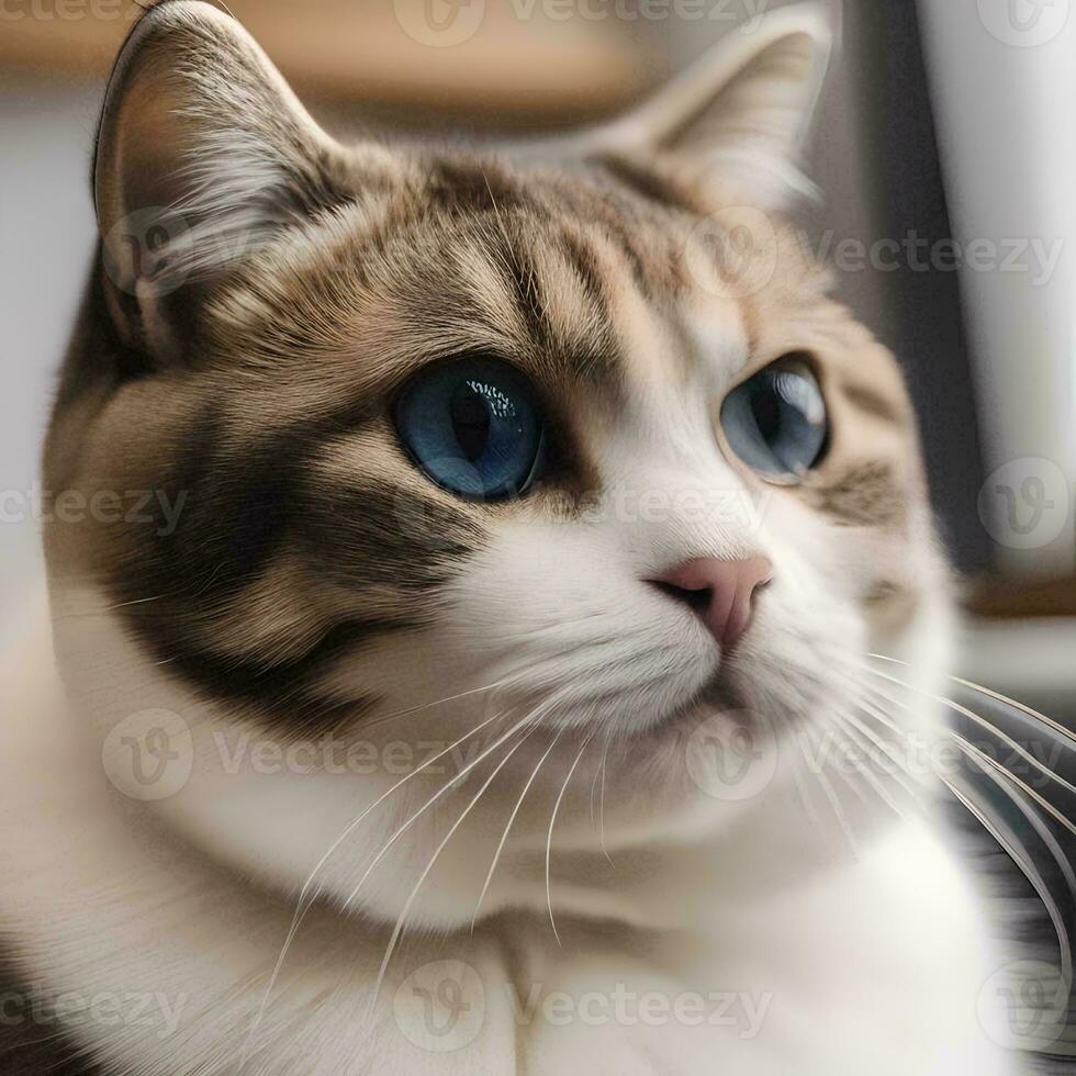 AI generated A cute portrait of a scottish fold cat photo