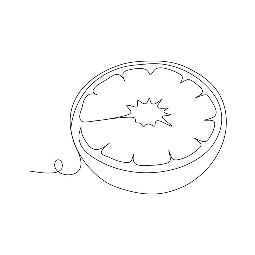 continuous line drawing of a grapefruit with a knife vector