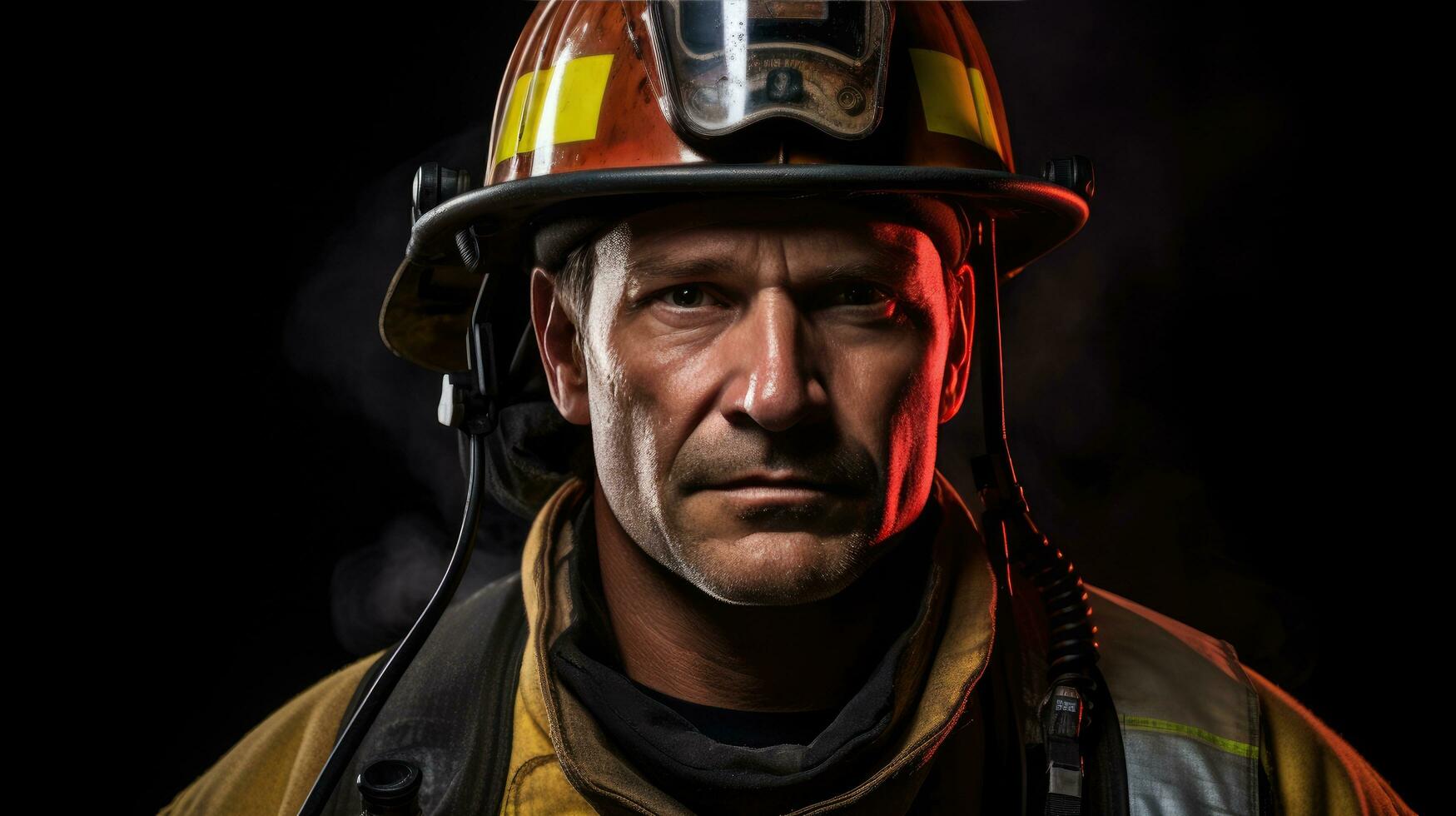 ai generado un retrato de un bombero en lleno engranaje foto