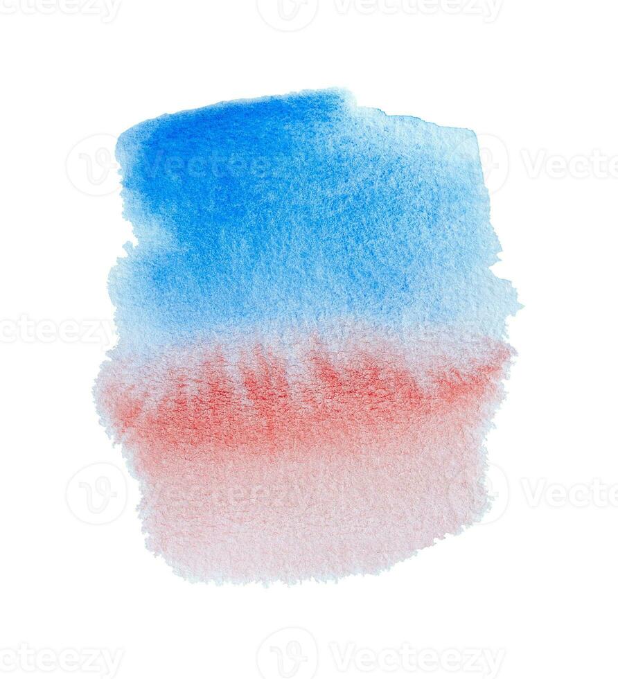 Watercolor texture of blue-red hand painted on white background photo